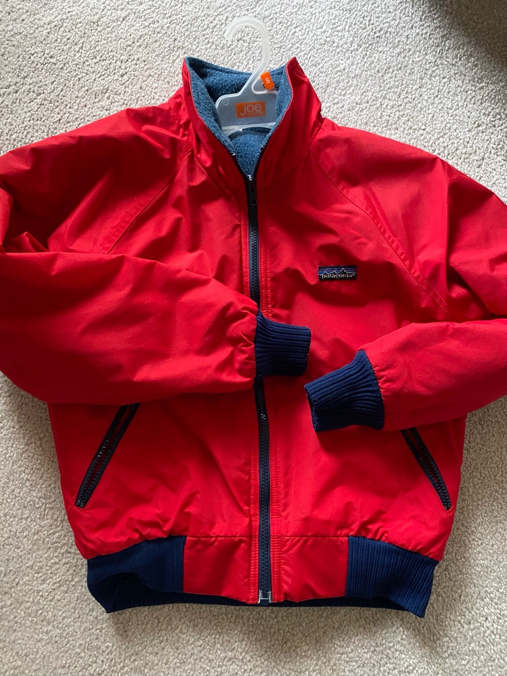 Patagonia Red Bomber Jacket with Navy Trim